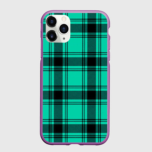 Чехол iPhone 11 Pro матовый Checkered turquoise / 3D-Фиолетовый – фото 1