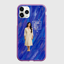 Чехол iPhone 11 Pro матовый Lana Del Rey в белом классическом платье на синем