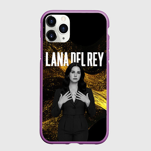 Чехол iPhone 11 Pro матовый Lana Del Rey в черном платье / 3D-Фиолетовый – фото 1