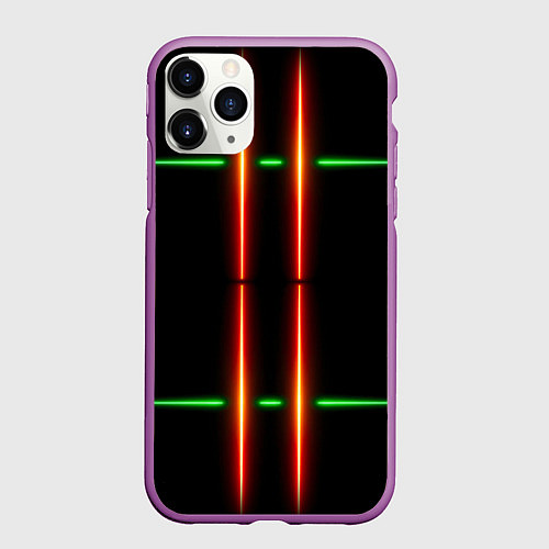 Чехол iPhone 11 Pro матовый Neon green black red line / 3D-Фиолетовый – фото 1