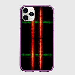 Чехол iPhone 11 Pro матовый Color black green red lines