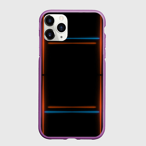 Чехол iPhone 11 Pro матовый Neon black red blue / 3D-Фиолетовый – фото 1