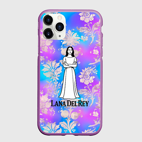 Чехол iPhone 11 Pro матовый Lana Del Rey нарисованная черными линиями / 3D-Фиолетовый – фото 1