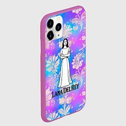 Чехол iPhone 11 Pro матовый Lana Del Rey нарисованная черными линиями, цвет: 3D-фиолетовый — фото 2