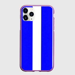 Чехол iPhone 11 Pro матовый Color white blue line, цвет: 3D-фиолетовый
