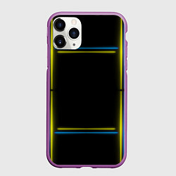 Чехол iPhone 11 Pro матовый Neon yellow blue, цвет: 3D-фиолетовый