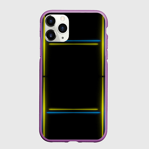 Чехол iPhone 11 Pro матовый Neon yellow blue / 3D-Фиолетовый – фото 1