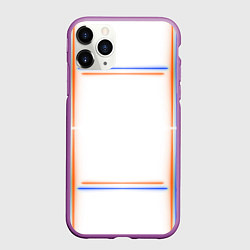 Чехол iPhone 11 Pro матовый Neon white orange blue, цвет: 3D-фиолетовый