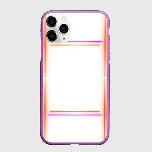 Чехол iPhone 11 Pro матовый Neon white orange pink / 3D-Фиолетовый – фото 1