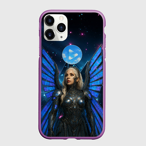 Чехол iPhone 11 Pro матовый Космическая Леди Гага / 3D-Фиолетовый – фото 1