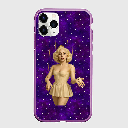 Чехол iPhone 11 Pro матовый Леди Гага марионетка / 3D-Фиолетовый – фото 1