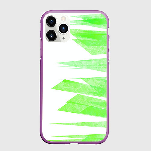 Чехол iPhone 11 Pro матовый Color white light green stripes / 3D-Фиолетовый – фото 1