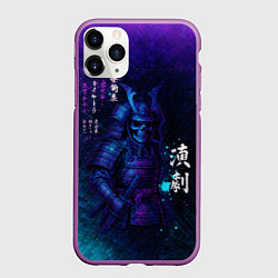 Чехол iPhone 11 Pro матовый Неоновый призрачный самурай