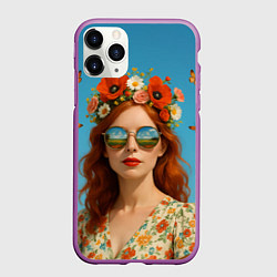 Чехол iPhone 11 Pro матовый Девушка в очках