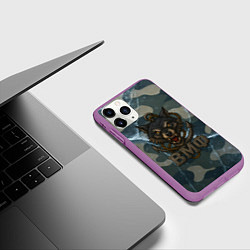 Чехол iPhone 11 Pro матовый ВМФ волк на камуфляже, цвет: 3D-фиолетовый — фото 2