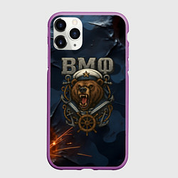Чехол iPhone 11 Pro матовый ВМФ агрессивный медведь