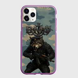 Чехол iPhone 11 Pro матовый ВМФ пехотинец волк