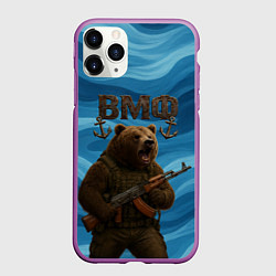 Чехол iPhone 11 Pro матовый ВМФ Медведь с АК-47