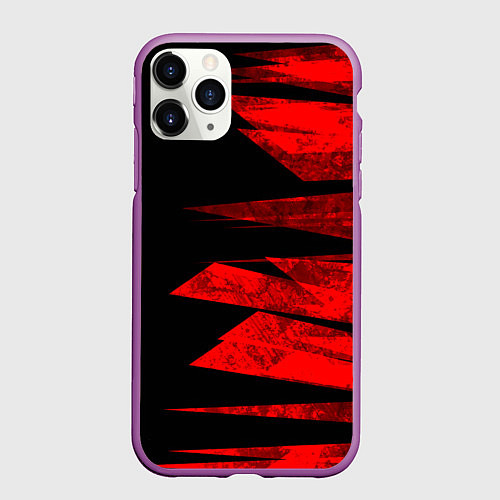 Чехол iPhone 11 Pro матовый Color red black strip / 3D-Фиолетовый – фото 1