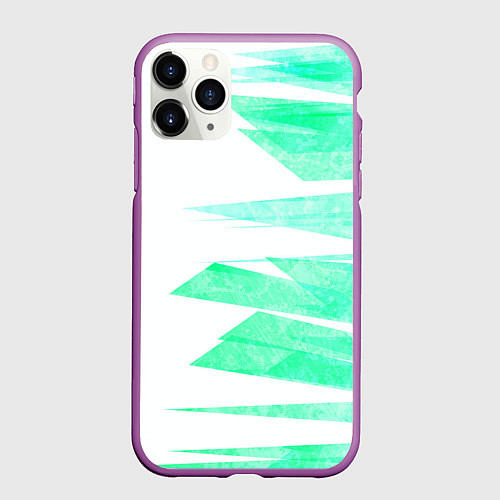 Чехол iPhone 11 Pro матовый Color white light blue strip / 3D-Фиолетовый – фото 1