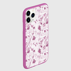 Чехол iPhone 11 Pro матовый Мемфис бордовый на белом геометрический клетчатый, цвет: 3D-фиолетовый — фото 2