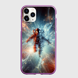 Чехол iPhone 11 Pro матовый Космонавт в космической туманности