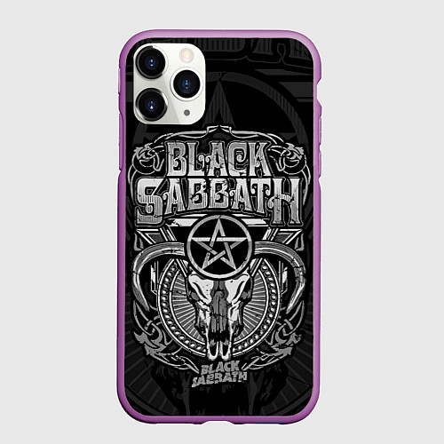 Чехол iPhone 11 Pro матовый Black Sabbath - goat skull / 3D-Фиолетовый – фото 1
