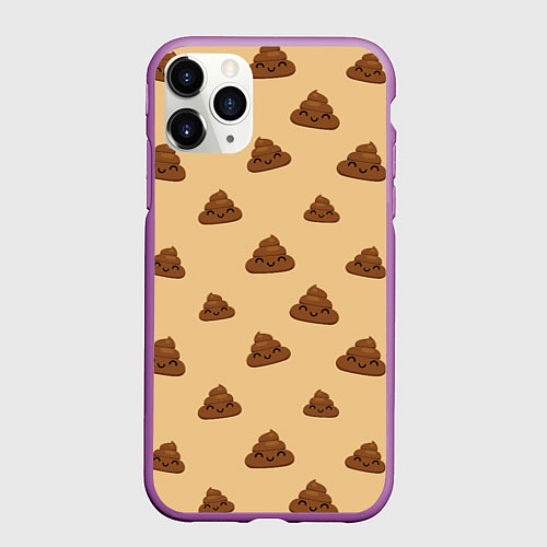 Чехол iPhone 11 Pro матовый Какашка smile / 3D-Фиолетовый – фото 1