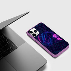 Чехол iPhone 11 Pro матовый Неоновый дракон - арт, цвет: 3D-фиолетовый — фото 2