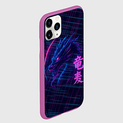 Чехол iPhone 11 Pro матовый Неоновый дракон - арт, цвет: 3D-фиолетовый — фото 2