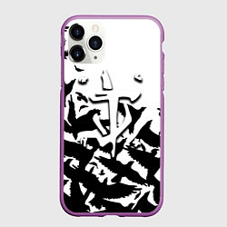 Чехол iPhone 11 Pro матовый Doom black crow logo, цвет: 3D-фиолетовый