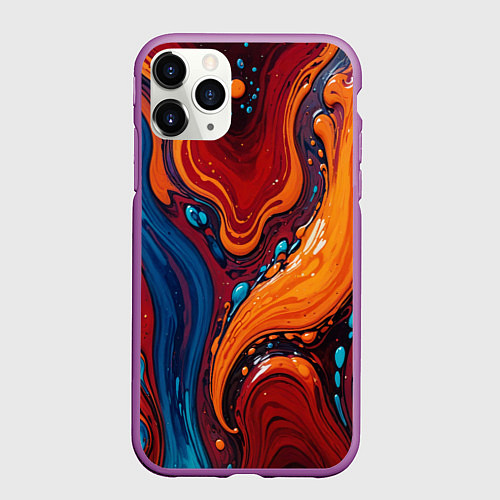 Чехол iPhone 11 Pro матовый Пламя и синева / 3D-Фиолетовый – фото 1