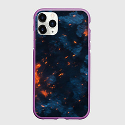 Чехол iPhone 11 Pro матовый Синий камуфляж с искрами, цвет: 3D-фиолетовый