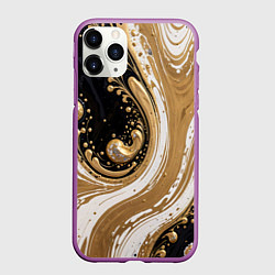 Чехол iPhone 11 Pro матовый Черный агат и жидкое золото