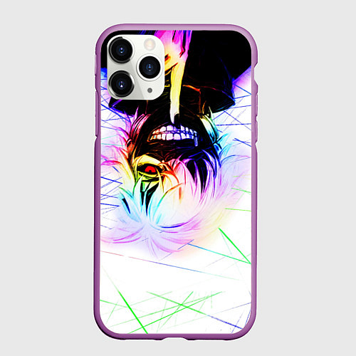 Чехол iPhone 11 Pro матовый Аниме Токийский Гуль Канеки Кен / 3D-Фиолетовый – фото 1