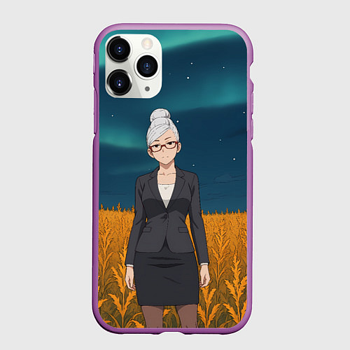 Чехол iPhone 11 Pro матовый Сэйко Аясэ Дандадан / 3D-Фиолетовый – фото 1