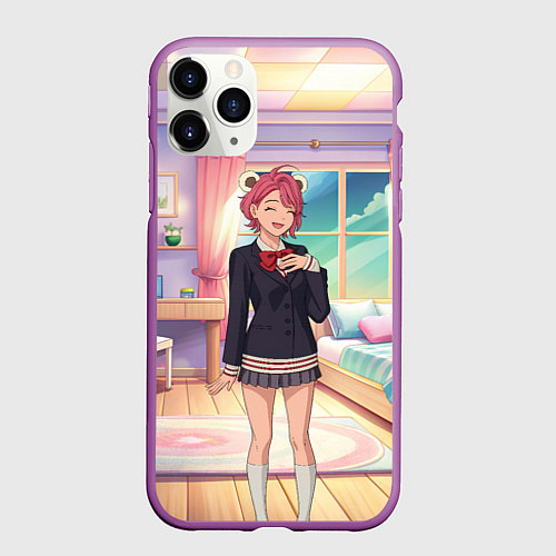 Чехол iPhone 11 Pro матовый Дандадан Сиратори Айра смущается / 3D-Фиолетовый – фото 1
