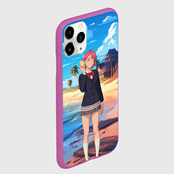 Чехол iPhone 11 Pro матовый Дандадан Сиратори Айра с ракушкой в руках, цвет: 3D-фиолетовый — фото 2