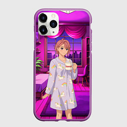 Чехол iPhone 11 Pro матовый Дандадан Сиратори Айра с кофе, цвет: 3D-фиолетовый
