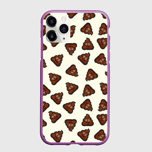 Чехол iPhone 11 Pro матовый Нашивки какашки / 3D-Фиолетовый – фото 1