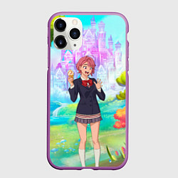 Чехол iPhone 11 Pro матовый Дандадан Сиратори Айра держит мороженое, цвет: 3D-фиолетовый