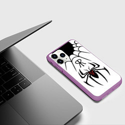Чехол iPhone 11 Pro матовый Паук на белом - the web of Fate, цвет: 3D-фиолетовый — фото 2