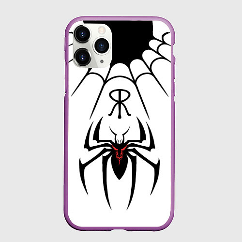 Чехол iPhone 11 Pro матовый Паук на белом - the web of Fate / 3D-Фиолетовый – фото 1