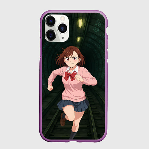 Чехол iPhone 11 Pro матовый Сиратори Айра бежит в туннеле / 3D-Фиолетовый – фото 1