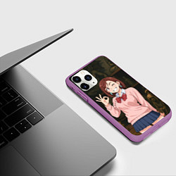 Чехол iPhone 11 Pro матовый Сиратори Айра - знак ок, цвет: 3D-фиолетовый — фото 2