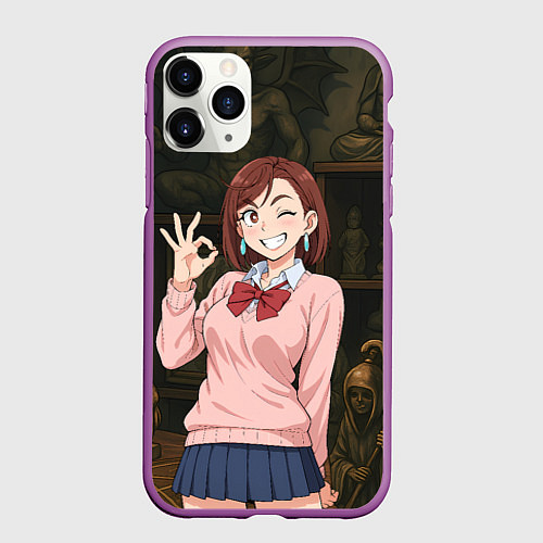 Чехол iPhone 11 Pro матовый Сиратори Айра - знак ок / 3D-Фиолетовый – фото 1
