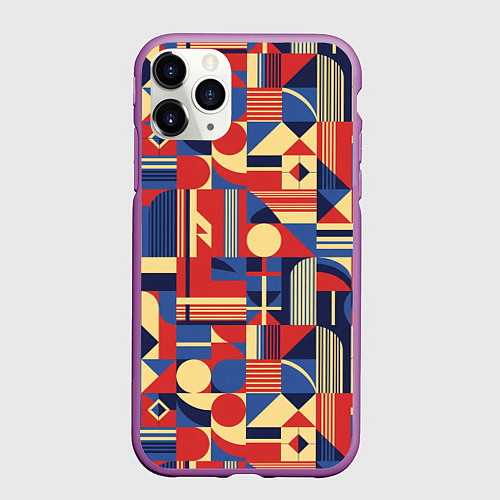 Чехол iPhone 11 Pro матовый Геометрический карнавал / 3D-Фиолетовый – фото 1