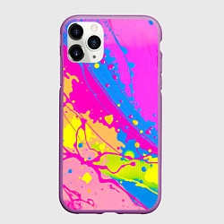 Чехол iPhone 11 Pro матовый Яркая абстракция из розовых и голубых красок