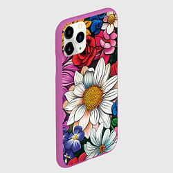 Чехол iPhone 11 Pro матовый Крупные цветы, цвет: 3D-фиолетовый — фото 2