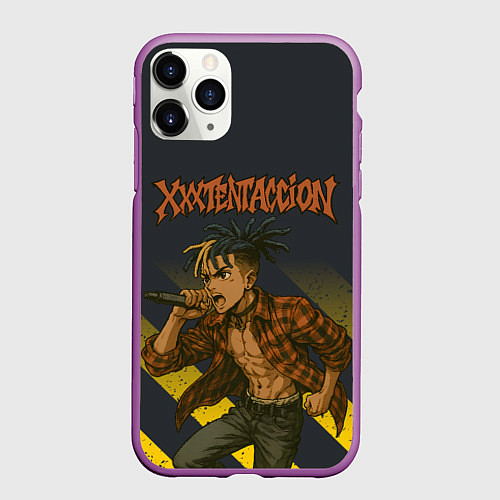 Чехол iPhone 11 Pro матовый XXXTentacion с микрофоном в аниме стиле / 3D-Фиолетовый – фото 1